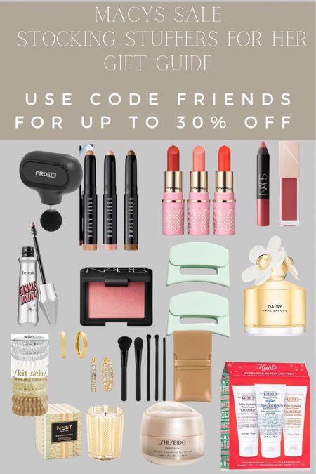 Stocking stuffers for her gift guide for her with Macys sale. Use code FRIENDS for up to 30% off #gifthguideforher #stockingstuffers #macys 

#LTKGiftGuide #LTKbeauty #LTKHoliday