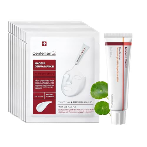 CENTELLIAN 24 Madeca Cream Time Reverse 50ml + Madeca Derma Mask 3(Intensive) 10pc – Hydrating, Firming, Wrinkle Care Set with Centella Asiatica, TECA & Madecassoside for nourished, soothed | Amazon (US)