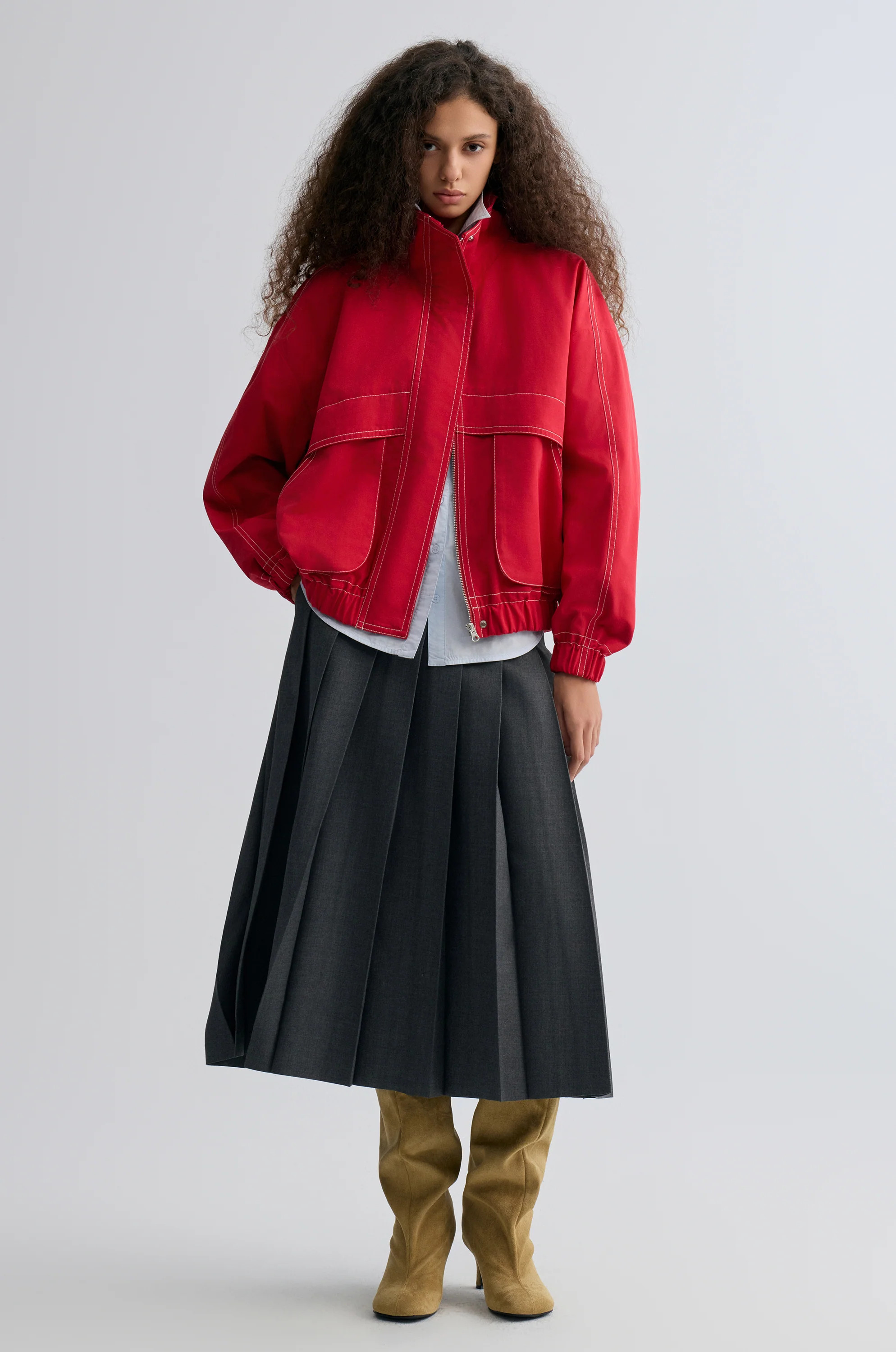 Weekend Flight Parachute Jacket Scarlet | Front Row Shop