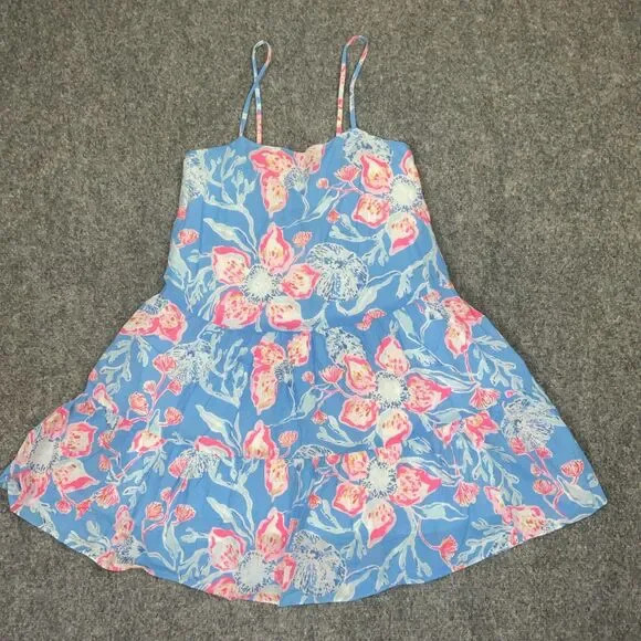 Lilly Pulitzer Dress Womens Size XXS Blue Floral Alessia Bahamian Rhapsody Mini | Poshmark