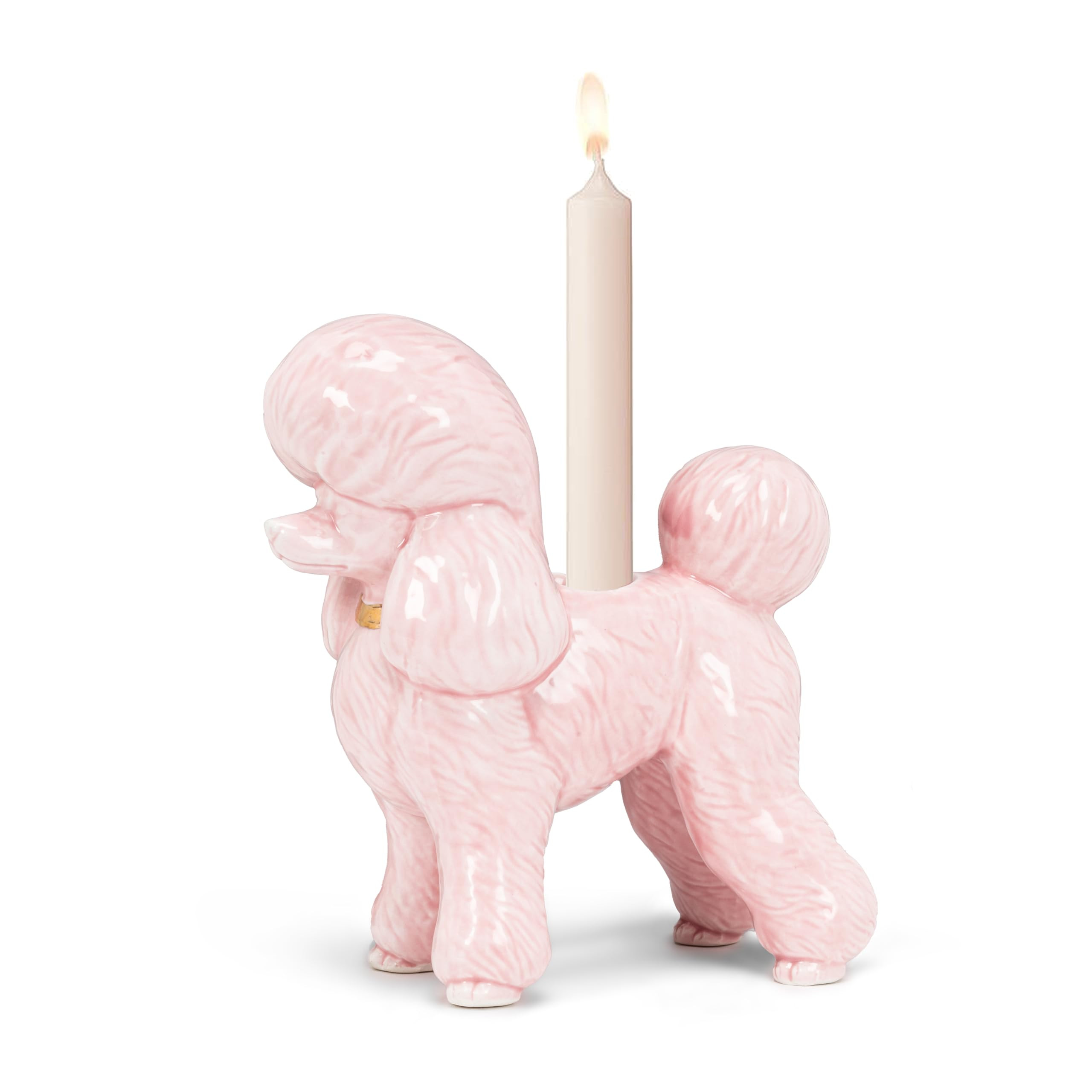 Abbott Collection Poodle Taper Candle Holder - Ceramic, Pink (5 inches H) | Amazon (US)