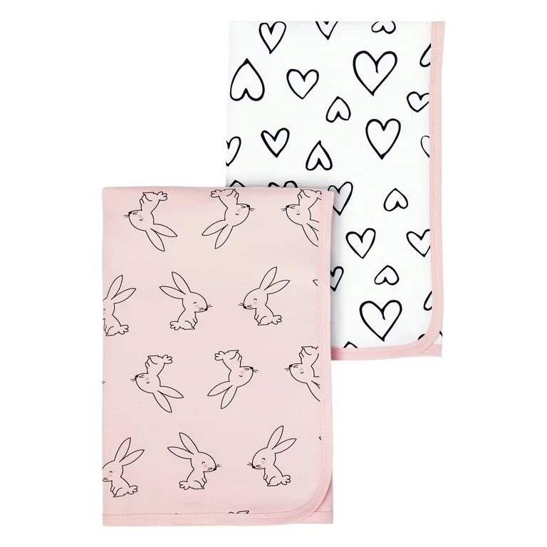 Little Star Organic 100% Pure Organic Cotton Girls Receiving Blanket, 2 Pk, Modern Blush | Walmart (US)