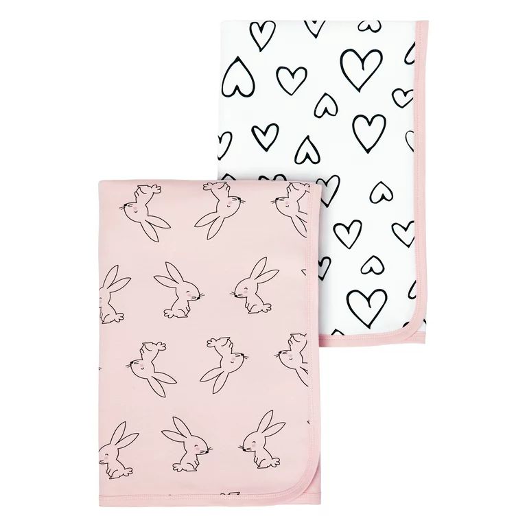 Little Star Organic 100% Pure Organic Cotton Girls Receiving Blanket, 2 Pk, Modern Blush | Walmart (US)
