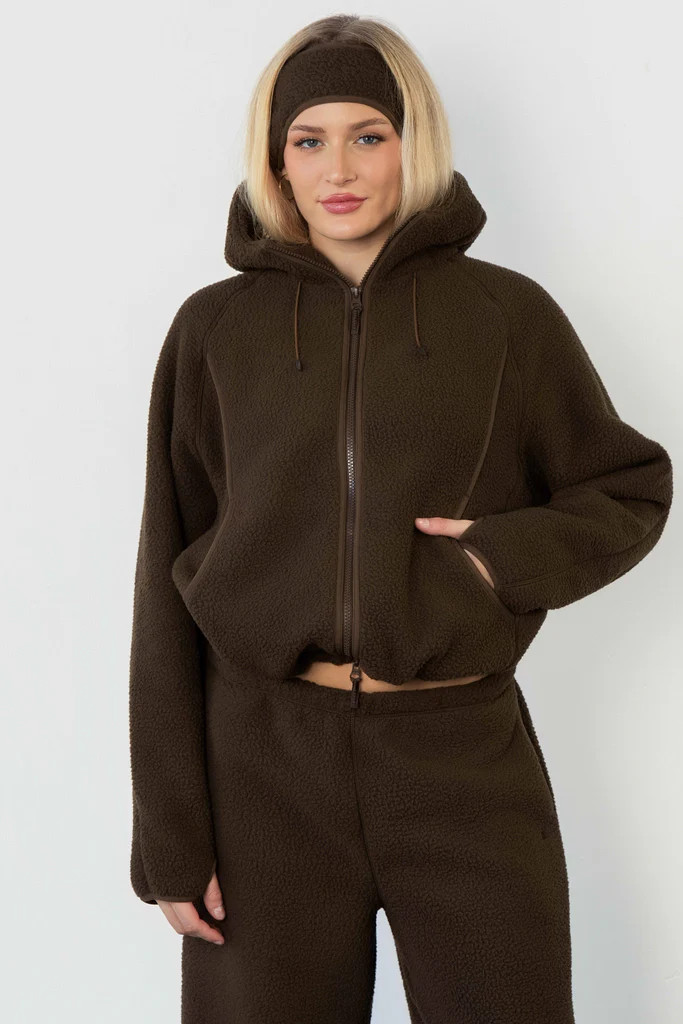 Vitality Polar Fleece Full Zip Hoodie - Toasted Walnut | Vitality