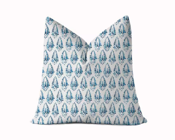 Blue and White Block Print Pillow Cover  Blue and White | Etsy | Etsy (US)