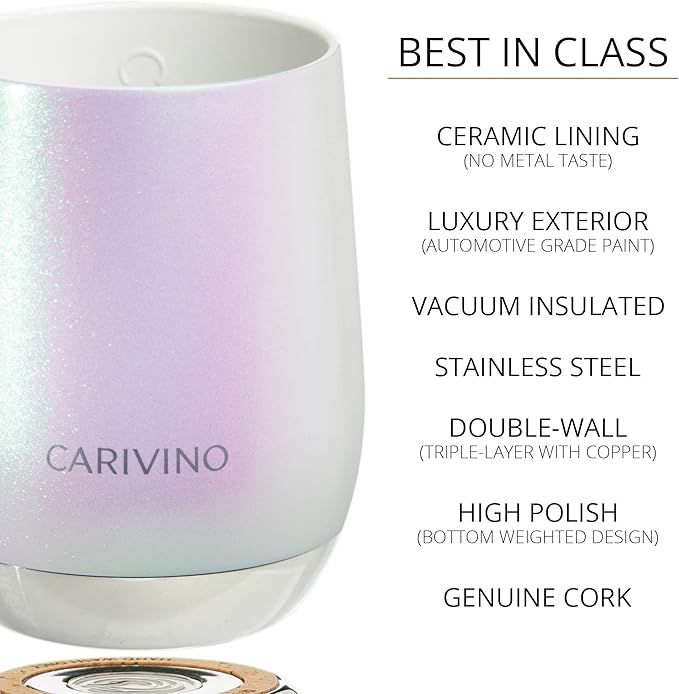 CARIVINO: Luxury Wine Tumbler with Genuine Cork Base and Ceramic Interior (No Metal Taste) – Pr... | Amazon (US)