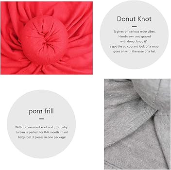 BQUBO 5 Pieces Cute Turban Hats for Baby Girls Vintage Soft Bun Knot Infant Toddler Baby Cap | Amazon (US)