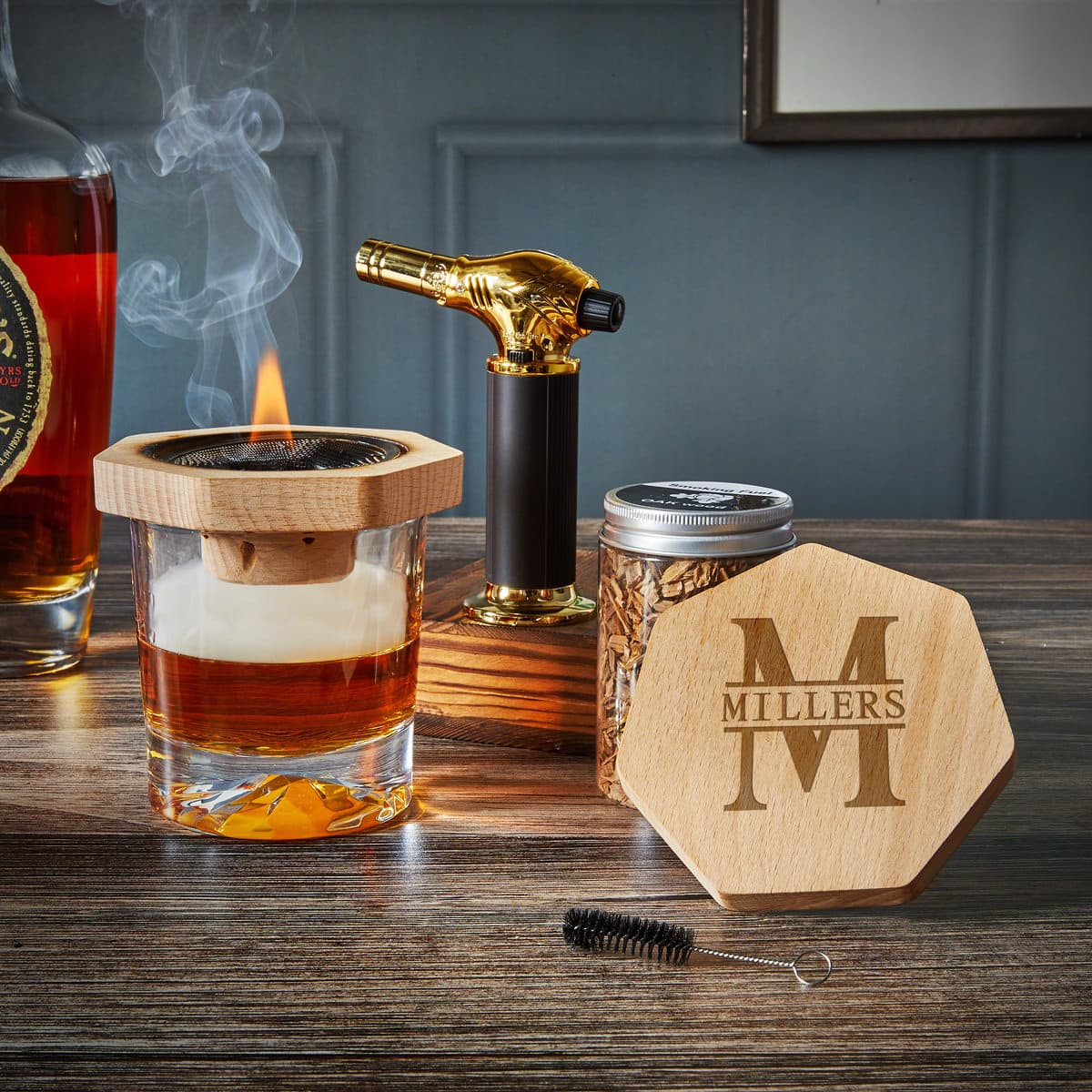 Black Diamond Engraved Cocktail Smoker - 5pc Set | HomeWetBar.com
