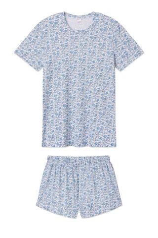 Pima Crew Shorts Set in Grass Floral | Lake Pajamas