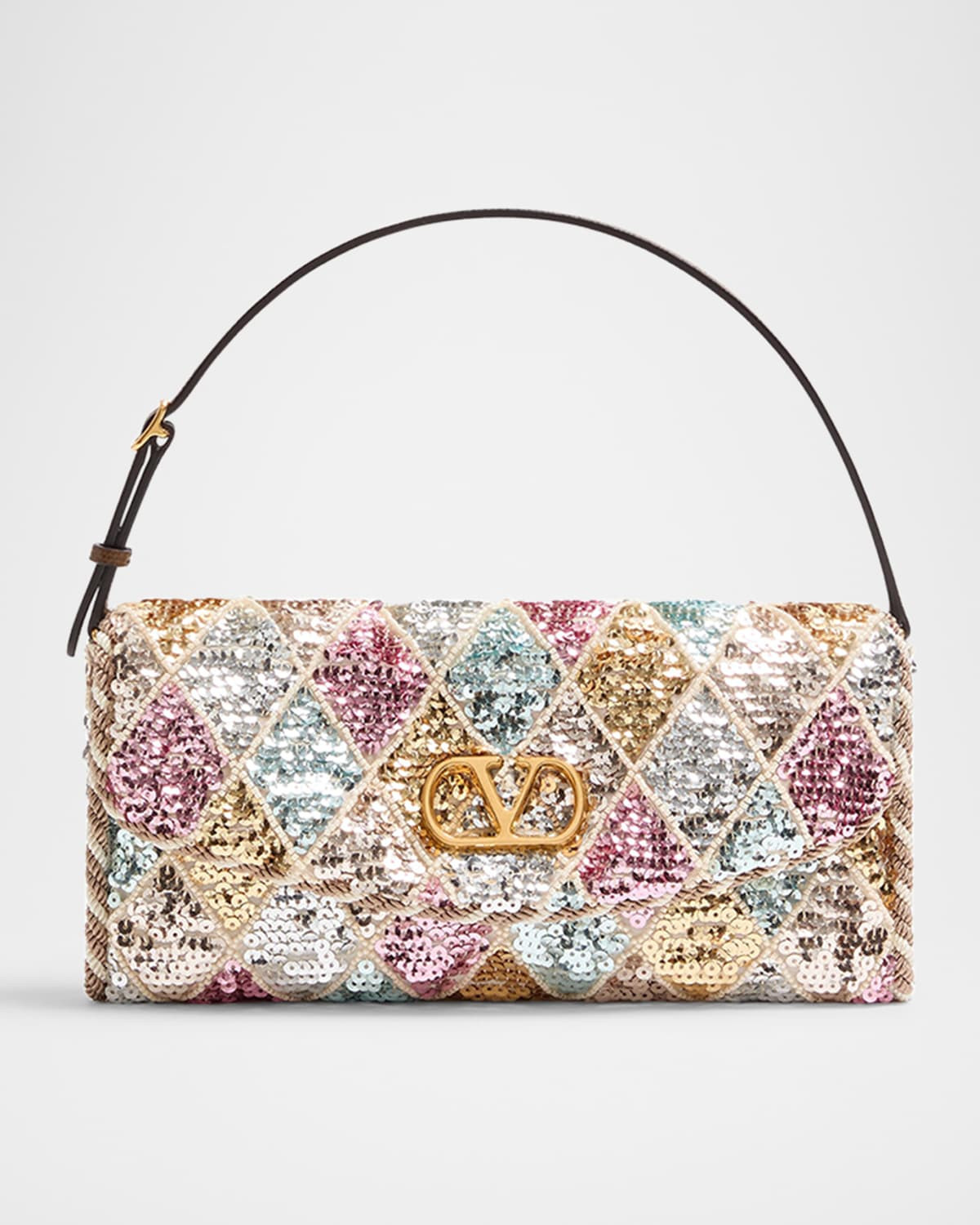 Vain Small Diamond Sequin-Embroidered Shoulder Bag | Neiman Marcus