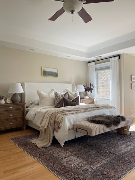 Bedroom details + sale alert on rug! 

Bedroom, bed, rug, 

#LTKstyletip #LTKsalealert #LTKhome