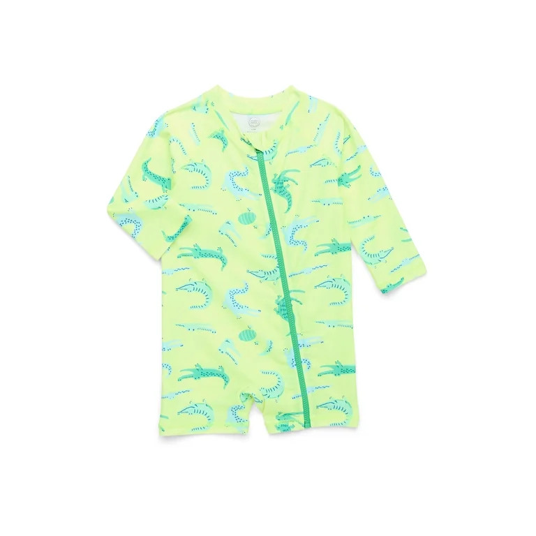 Wonder Nation Baby One-Piece Rash Guard Swimsuit, Sizes 0/3M-12M | Walmart (US)