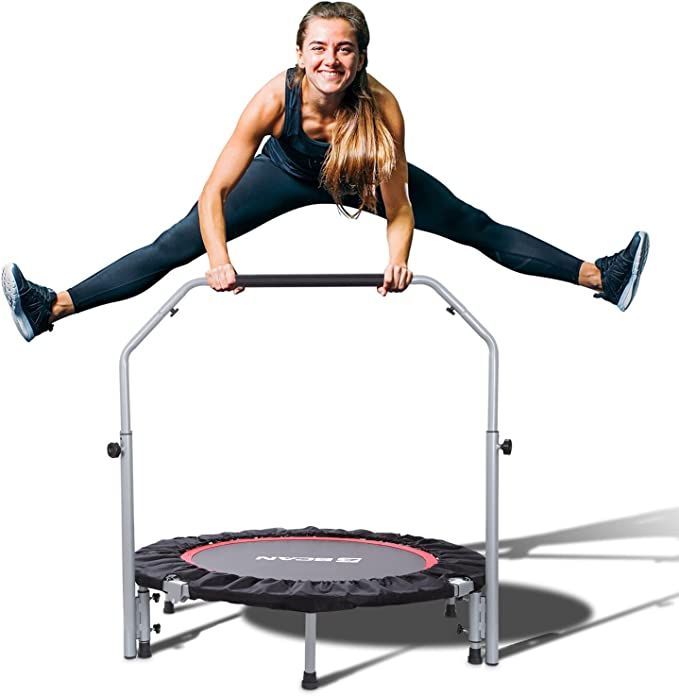BCAN 40/48" Foldable Mini Trampoline, Fitness Rebounder with Adjustable Foam Handle, Exercise Tra... | Amazon (US)