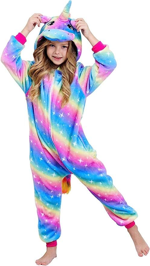 Girls Unicorn Pajamas Onesie, Soft Unicorn Costume for Kids | Amazon (US)