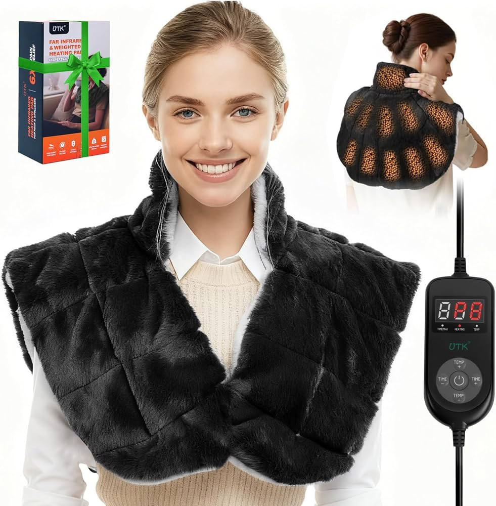 Weighted Heating Pad for Neck and Shoulders and Back,30s Fast Heating for Pain Relief, Ergonomic ... | Amazon (US)