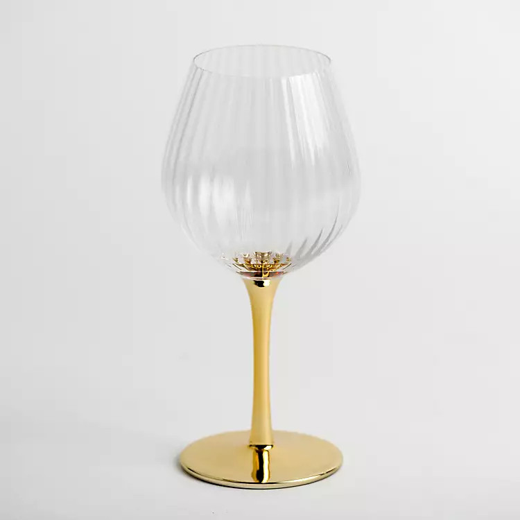 New! Ripple Gold Base Goblet Wine Glass | Kirkland's Home
