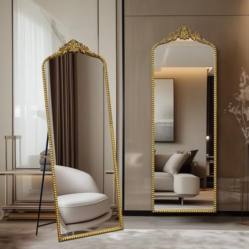 Growsun Antique Vintage Gold Baroque Full Length Floor Mirror, 65’’x22’’ Ornate Full Body Mirror w/Free Standing, Wall-Mounted and Leaning Against The Wall, for Bedroom, Living Room | Amazon (US)