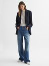 Reiss Navy Fiona Oversized Single Breasted Blazer | Reiss US