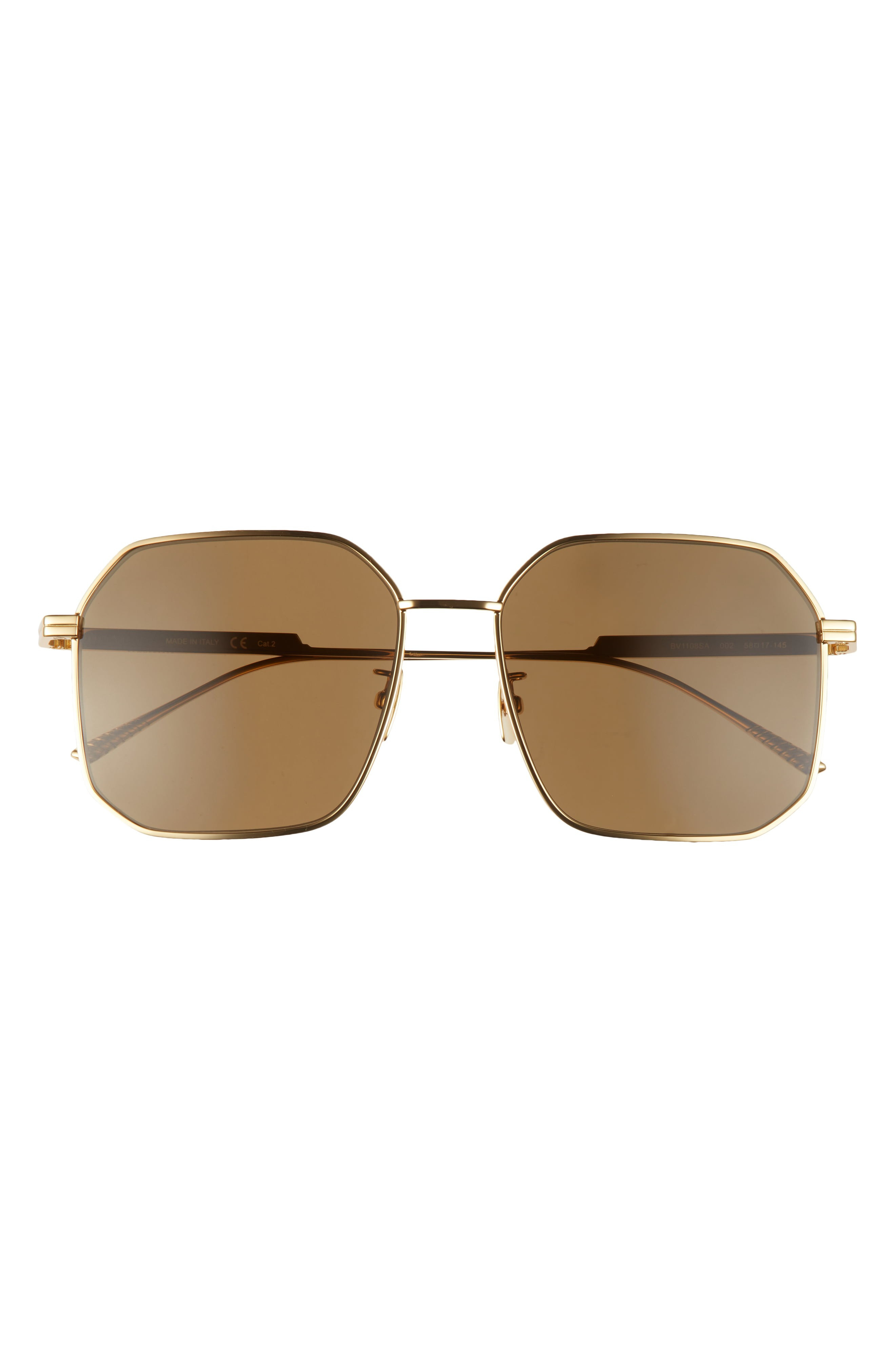 Bottega Veneta 58mm Square Sunglasses in Gold/Brown at Nordstrom | Nordstrom