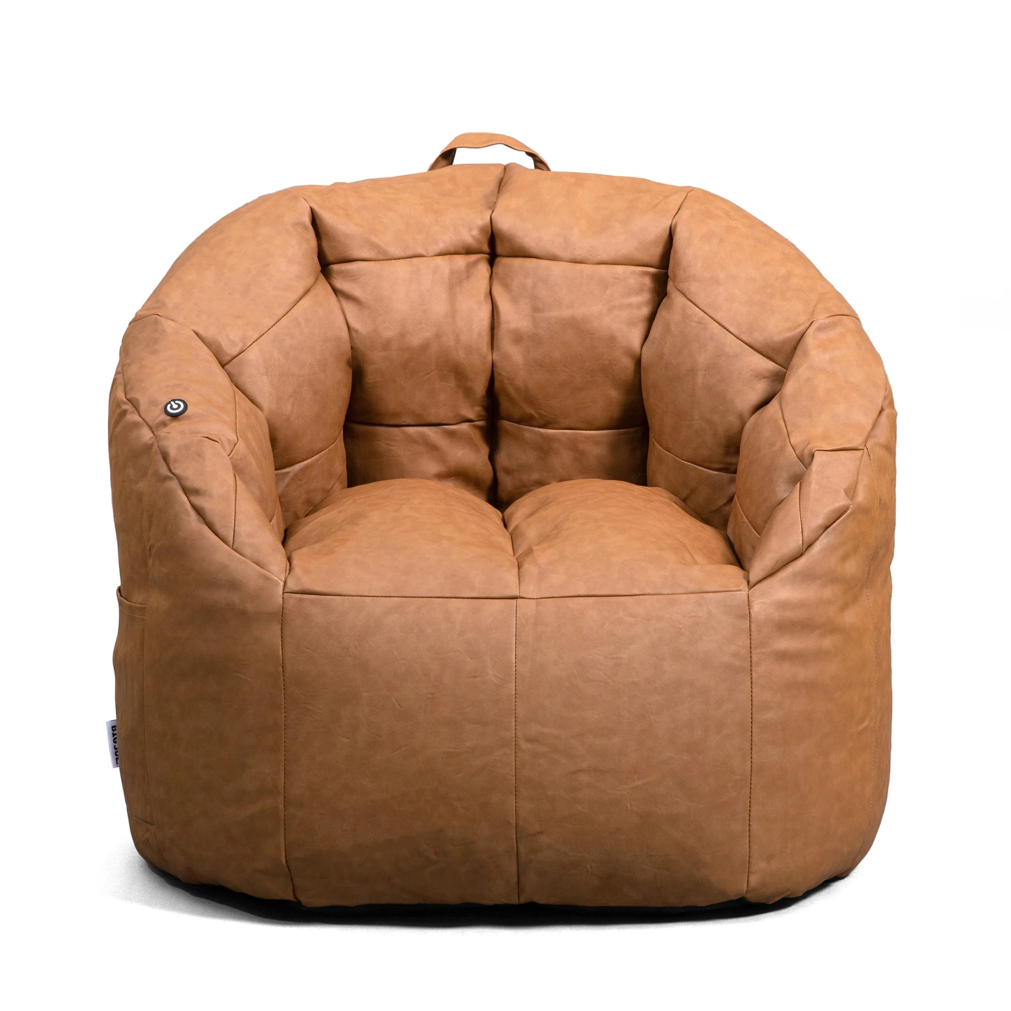 Big Joe Milano w/ Vibe Vibrating Massage Bean Bag Chair, Caramel Montana, Vegan Leather Polyester... | Walmart (US)