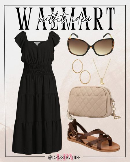 Elevate your summer look with this stylish Walmart outfit! The smocked midi dress, paired with chic sunglasses, hoop earrings, and a delicate necklace, exudes effortless elegance. Complete the ensemble with a quilted crossbody bag and strappy flat sandals. Perfect for any sunny day! 

#LTKStyleTip #LTKFindsUnder100 #LTKSeasonal