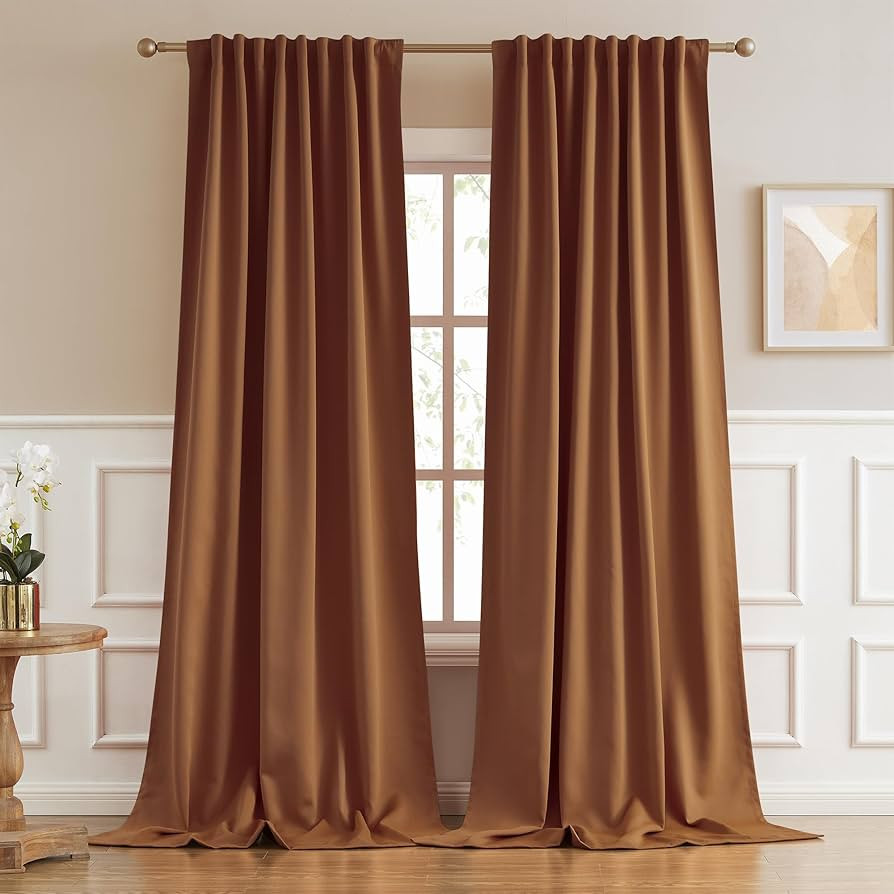 DUALIFE 108 Inch Curtains 2 Panels Set Back Tab Pocket Thermal Insulated Energy Efficient Patio S... | Amazon (US)