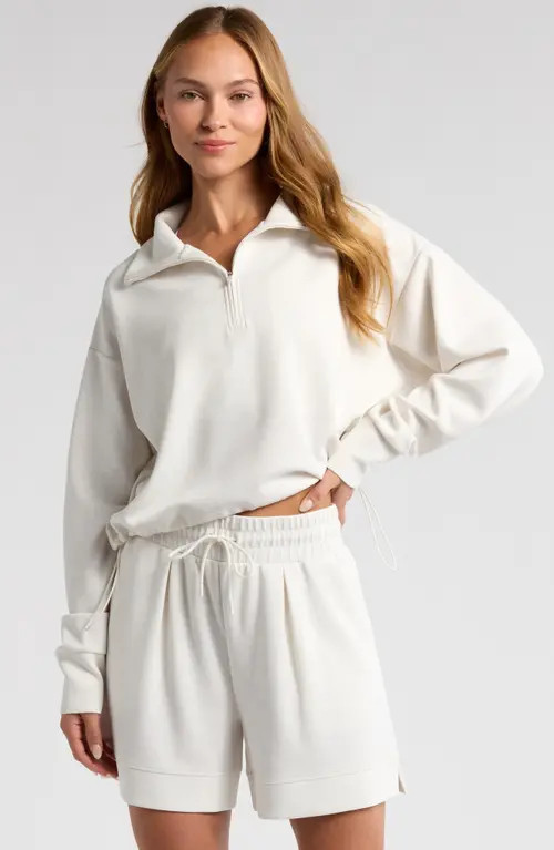 Zella Ultra Soft Scuba Half Zip Pullover in Beige Ivory Heather at Nordstrom, Size X-Large | Nordstrom