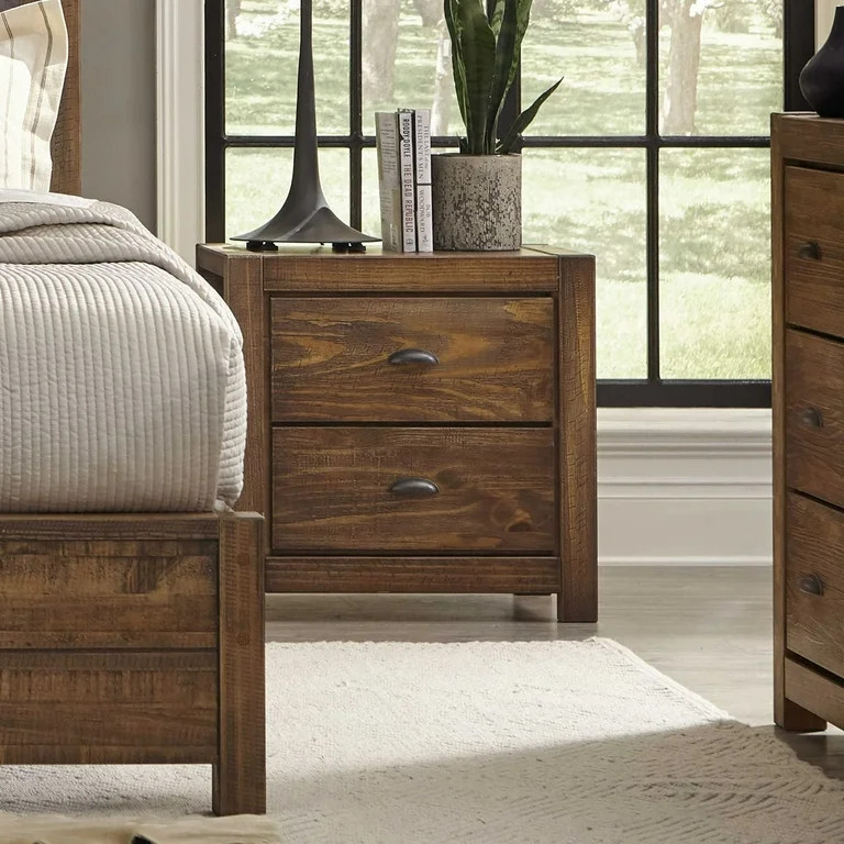 Grain Wood Furniture Montauk 2-Drawer Nightstand, Rustic Walnut | Walmart (US)