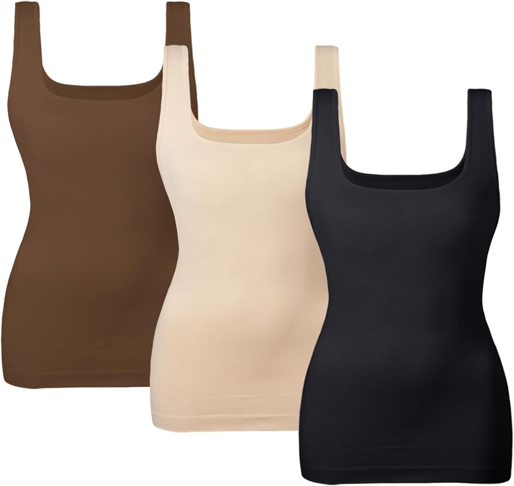 EUYZOU Women's Tummy Control Shapewear Tank Tops Seamless Square Neck Compression Tops Slimming B... | Amazon (US)
