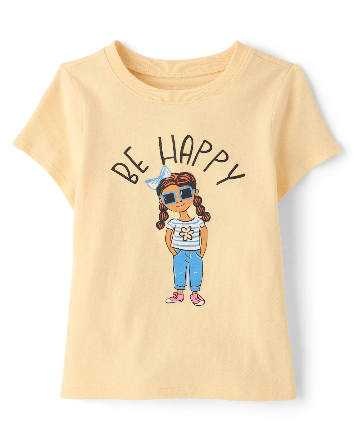 Baby And Toddler Girls Be Happy Graphic Tee - yellow | The Children's Place