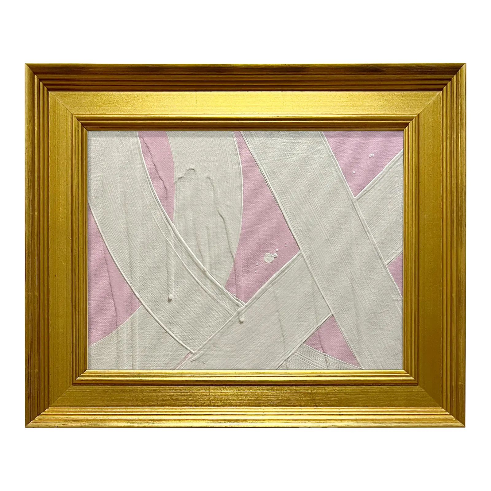 Ron Giusti Mini Abstract Light Pink Cream Acrylic Painting | Chairish