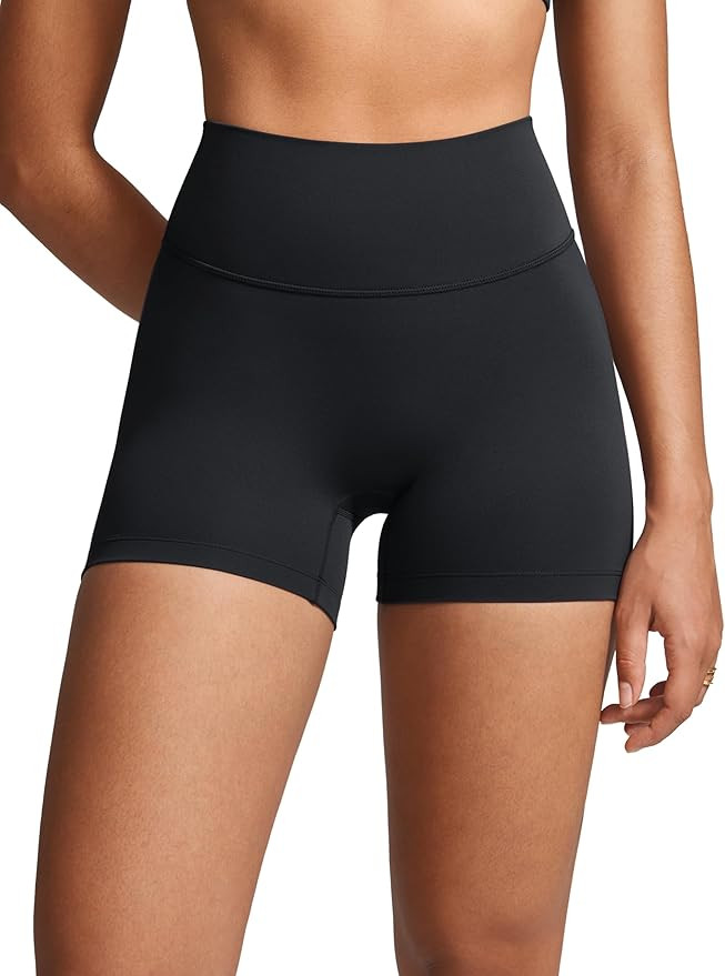 Womens High Waist No Front Seam Biker Shorts 4 Inches Running Volleyball Spandex Yoga Gym Workout... | Amazon (US)