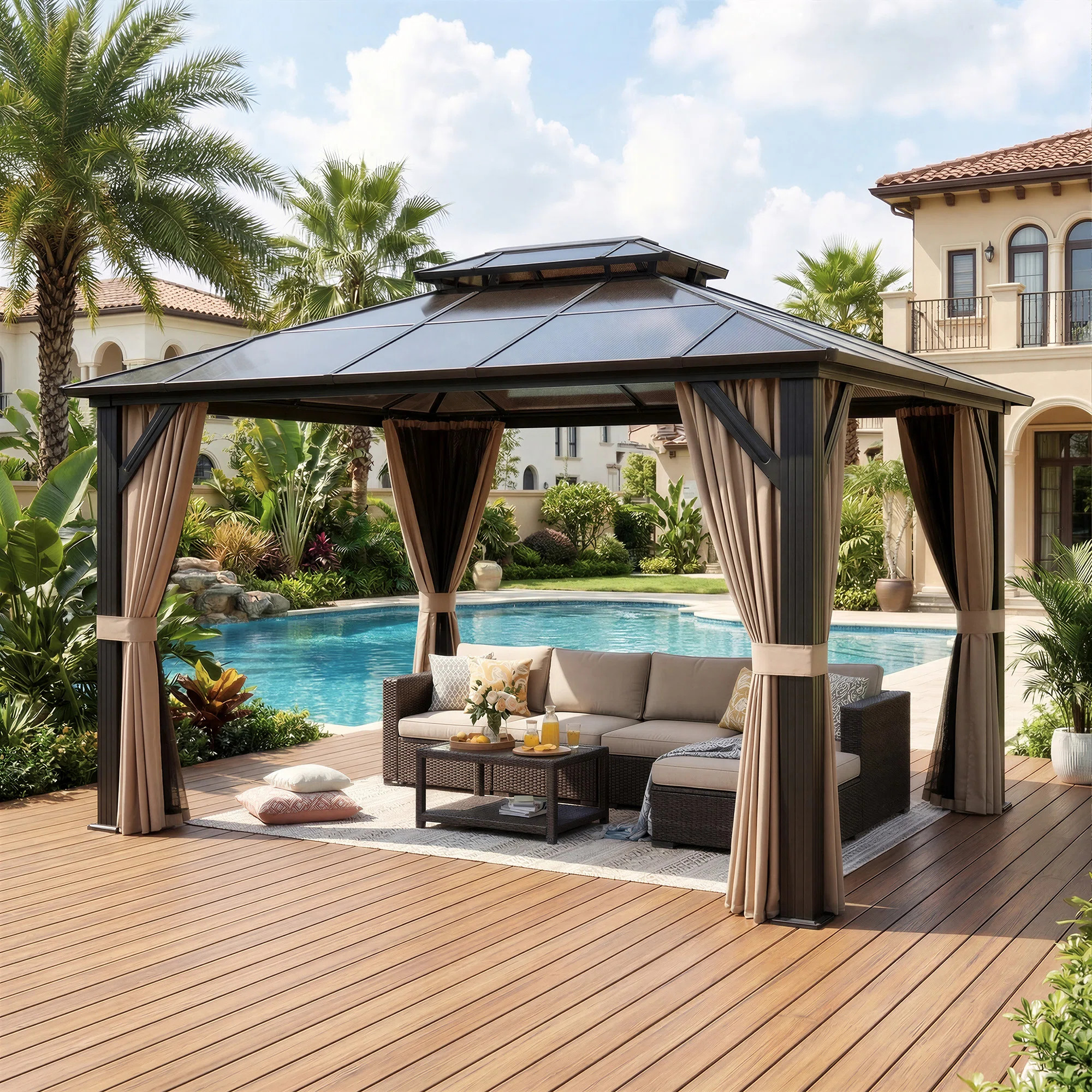 Hardtop Gazebo with Aluminum Frame and Dual-Layered Ventilation Roof | Wayfair North America
