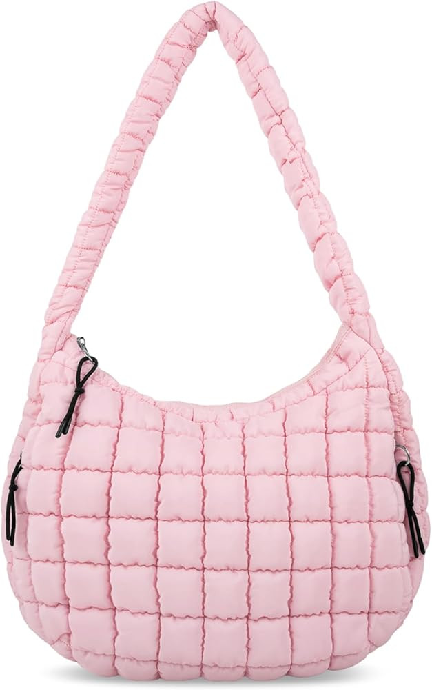 Quilted Puffer Tote Bag for Women Large Quilted Crossbody Bag Lightweight Nylon Puffy Quilted Car... | Amazon (US)