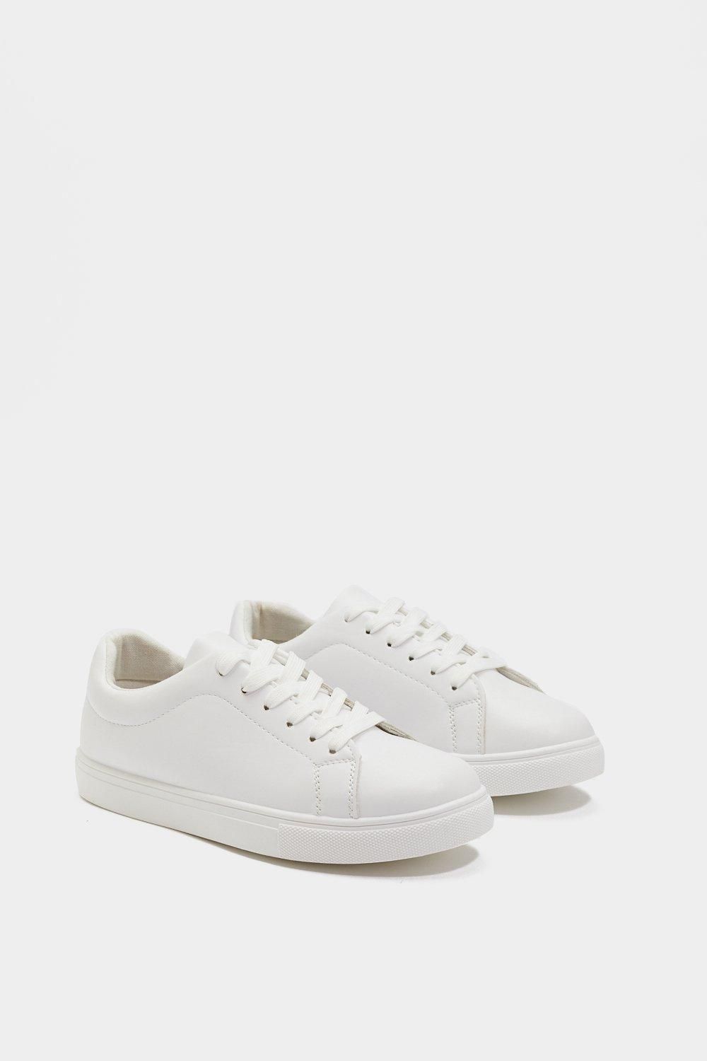 Basic Happen Faux Leather Lace-Up Sneakers | NastyGal (US & CA)