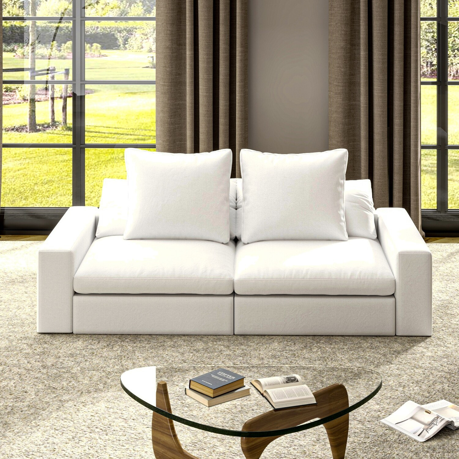 90.56'' Slipcovered Modular Cloud Sofa -Loveseat | Bed Bath & Beyond