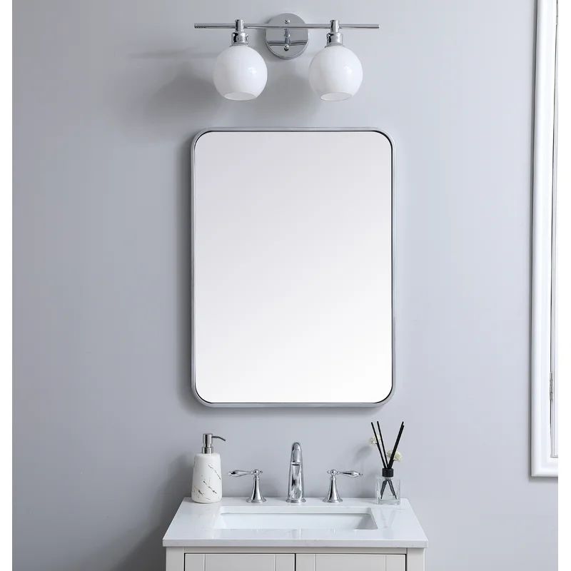 30'' H x 22'' W Silver Alessandra Soft Corner Metal Accent Mirror | Wayfair North America
