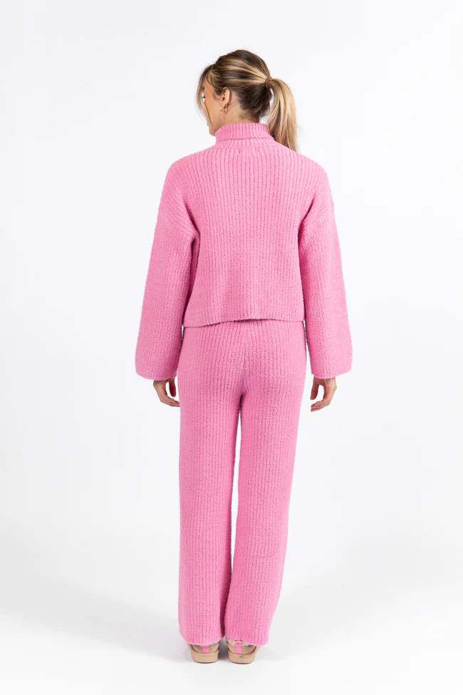 Keep It Comfy Candy Pink Fuzzy Turtleneck Sweater Set FINAL SALE | Pink Lily