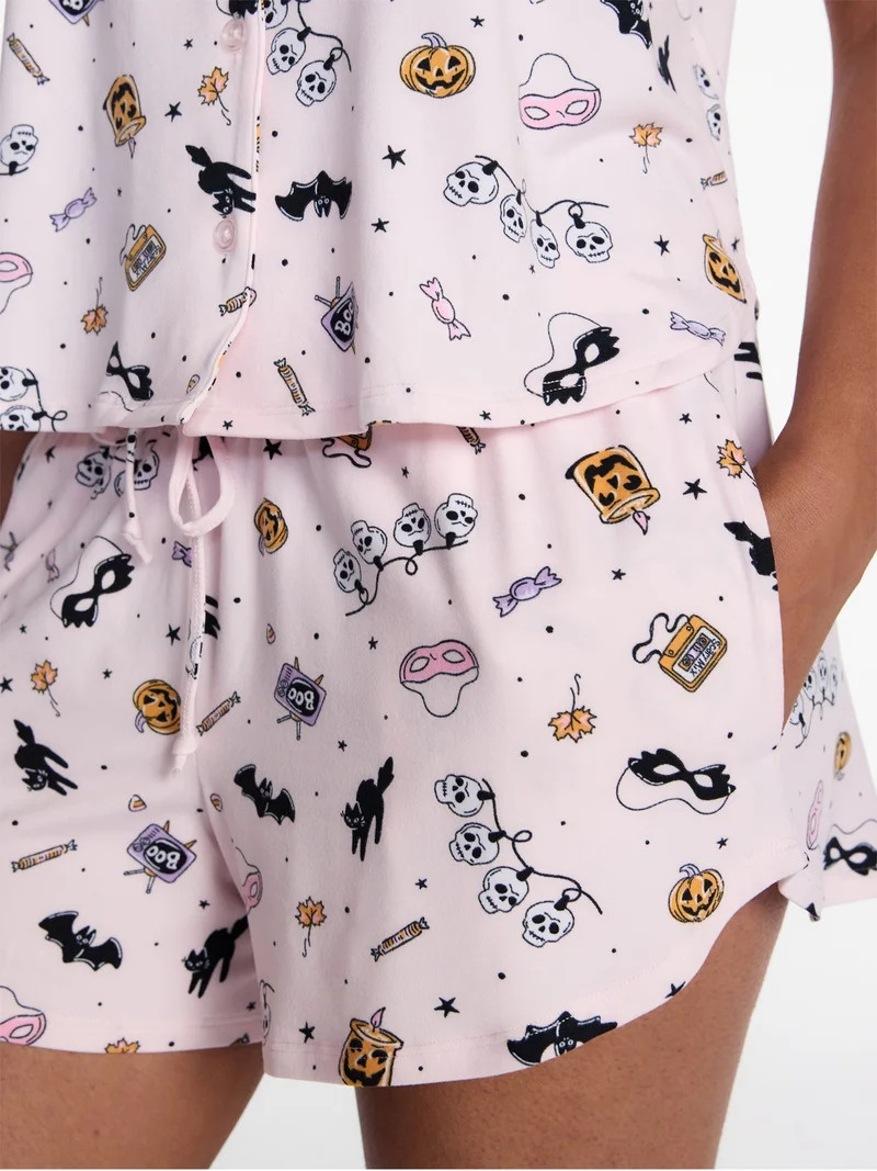 Halloween Women's Notched Top and Shorts Pajama Set from Way to Celebrate, 2-Piece, Sizes XS-3X | Walmart (US)