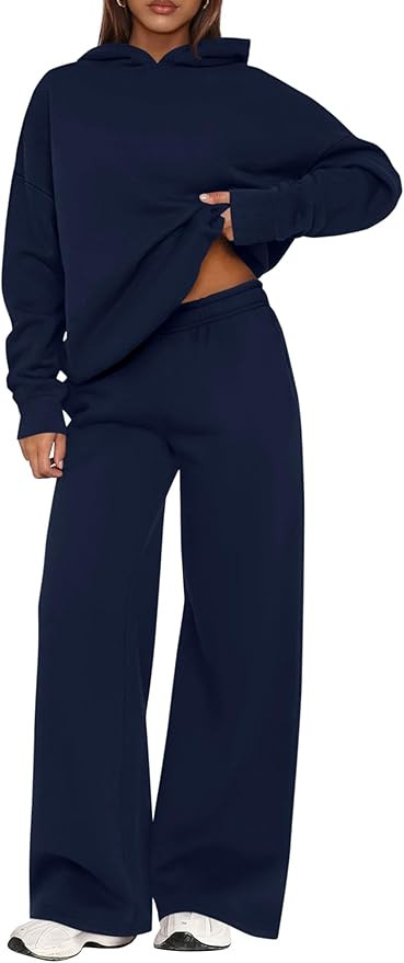 PRETTYGARDEN Womens Sweatsuits 2 Piece Set 2026 Casual Winter Long Sleeve Hoodie Loose Wide Leg S... | Amazon (US)