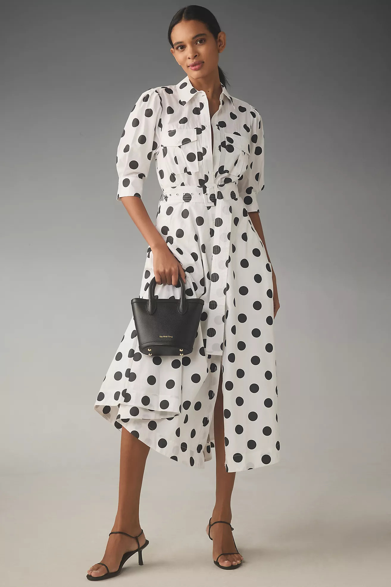 Essentiel Antwerp Fingy Puff-Sleeve Midi Dress | Anthropologie (US)