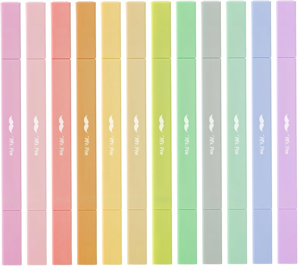 Mr. Pen- Dual Tip Aesthetic Highlighters, 12Pack, Chisel & Fine Tips, Pastel Colors, Cute Assorte... | Amazon (US)