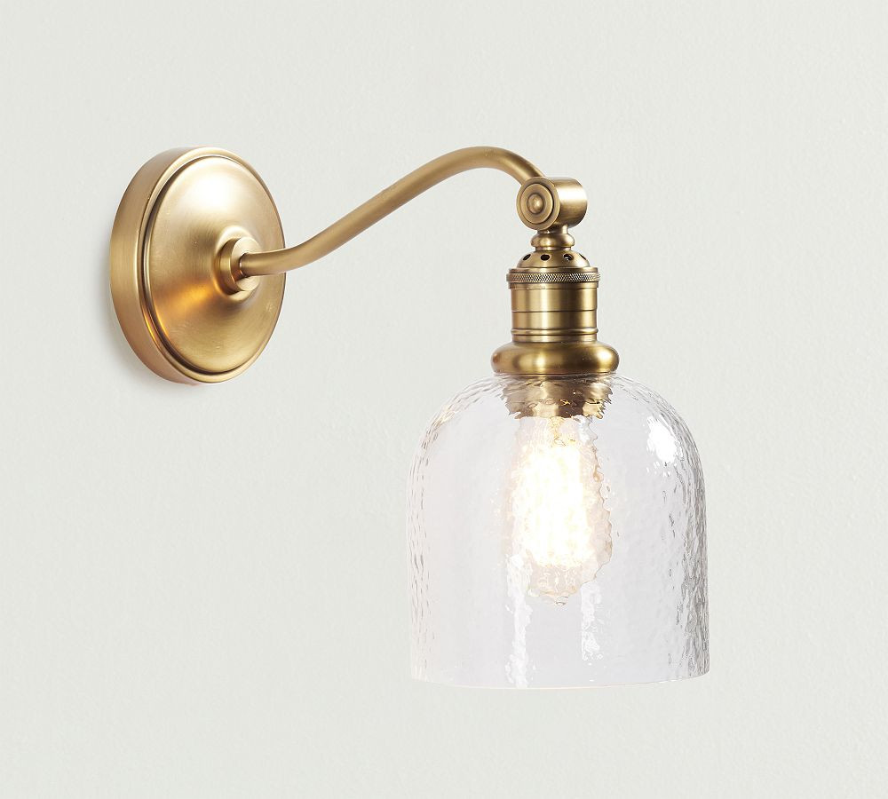 Textured Glass Curved Arm Sconce (6'') | Pottery Barn (US)