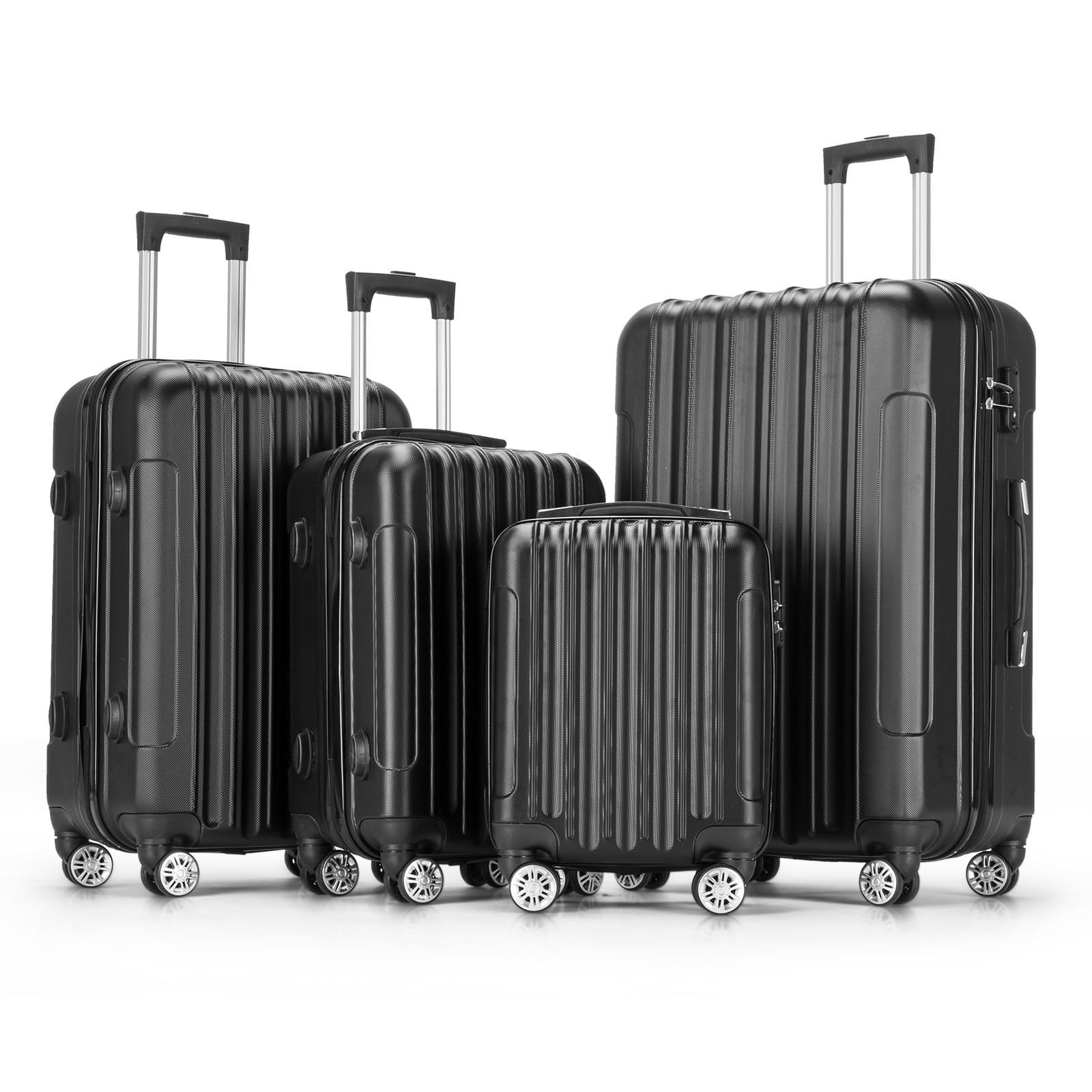 Zimtown 4 Piece Luggage Set, ABS Hard Shell Suitcase Luggage Sets Double Wheels with TSA Lock, Bl... | Walmart (US)