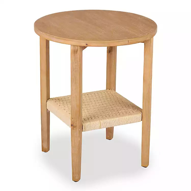 Natural Wood and Woven Rope Accent Table | Kirklands