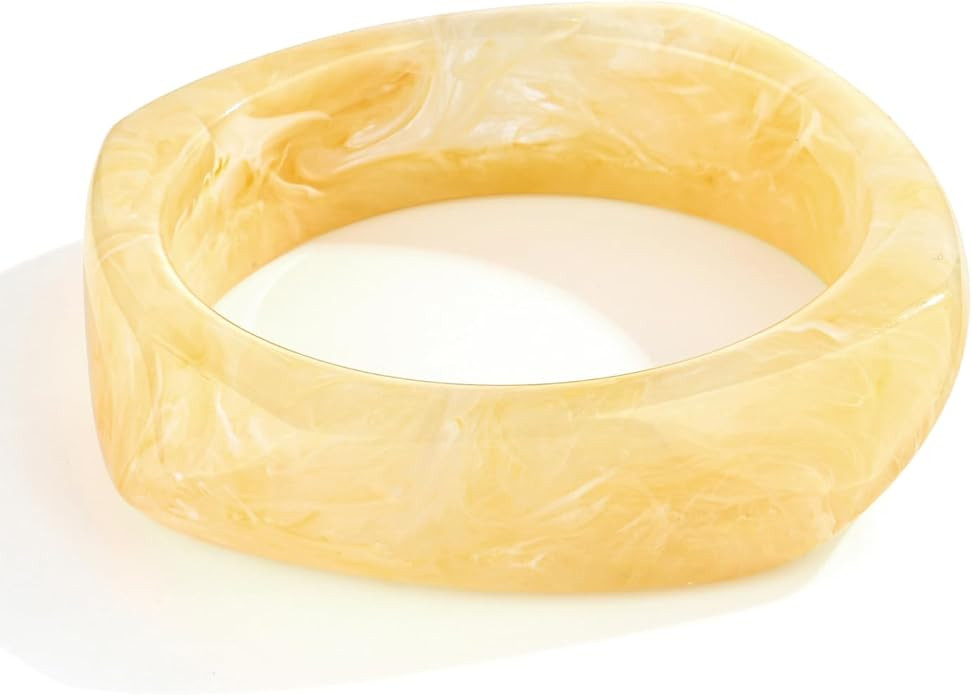 Chunky Acrylic Bangles Bracelets For Women Geometric Acrylic Resin Acetate Mottled Wide Bangle Br... | Amazon (US)