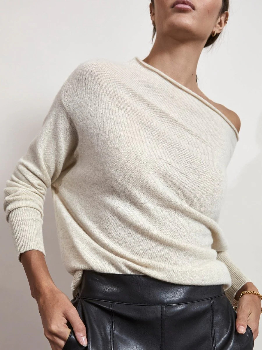 Women's Off the Shoulder Sweater in Bisque Melange - Brochu Walker | Brochu Walker