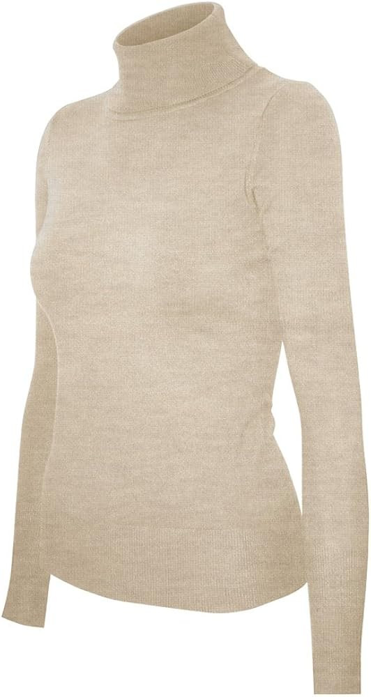 Cielo Womens Solid Basic Stretch Turtleneck Pullover Knit Sweater | Amazon (US)