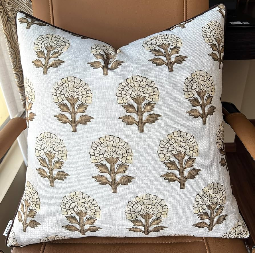 Babur Floral Printed Decorative Square Accent Throw Pillow Cover - Decor for Living Room, Sofa, C... | Amazon (US)