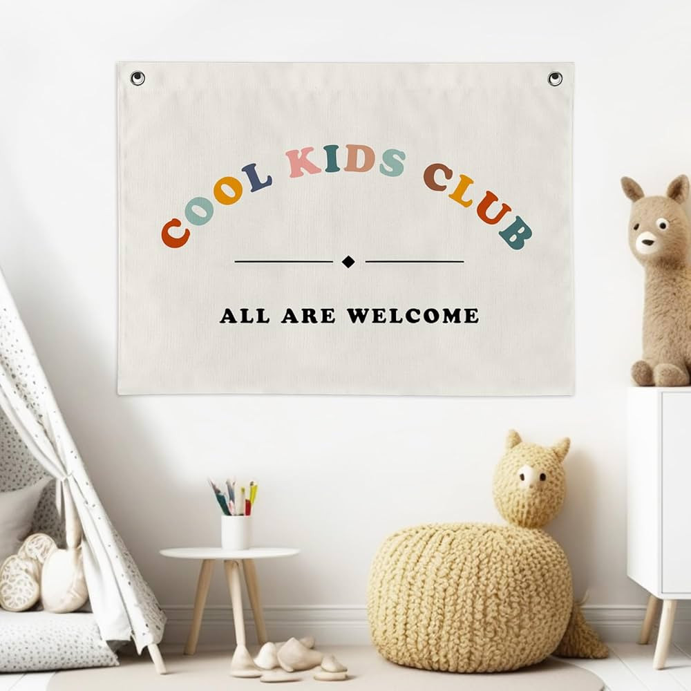 Cool Kids Club Canvas Banner, Cool Kids Club Wall Hanging, Kids Room Flag Banner, Playroom Banner... | Amazon (US)